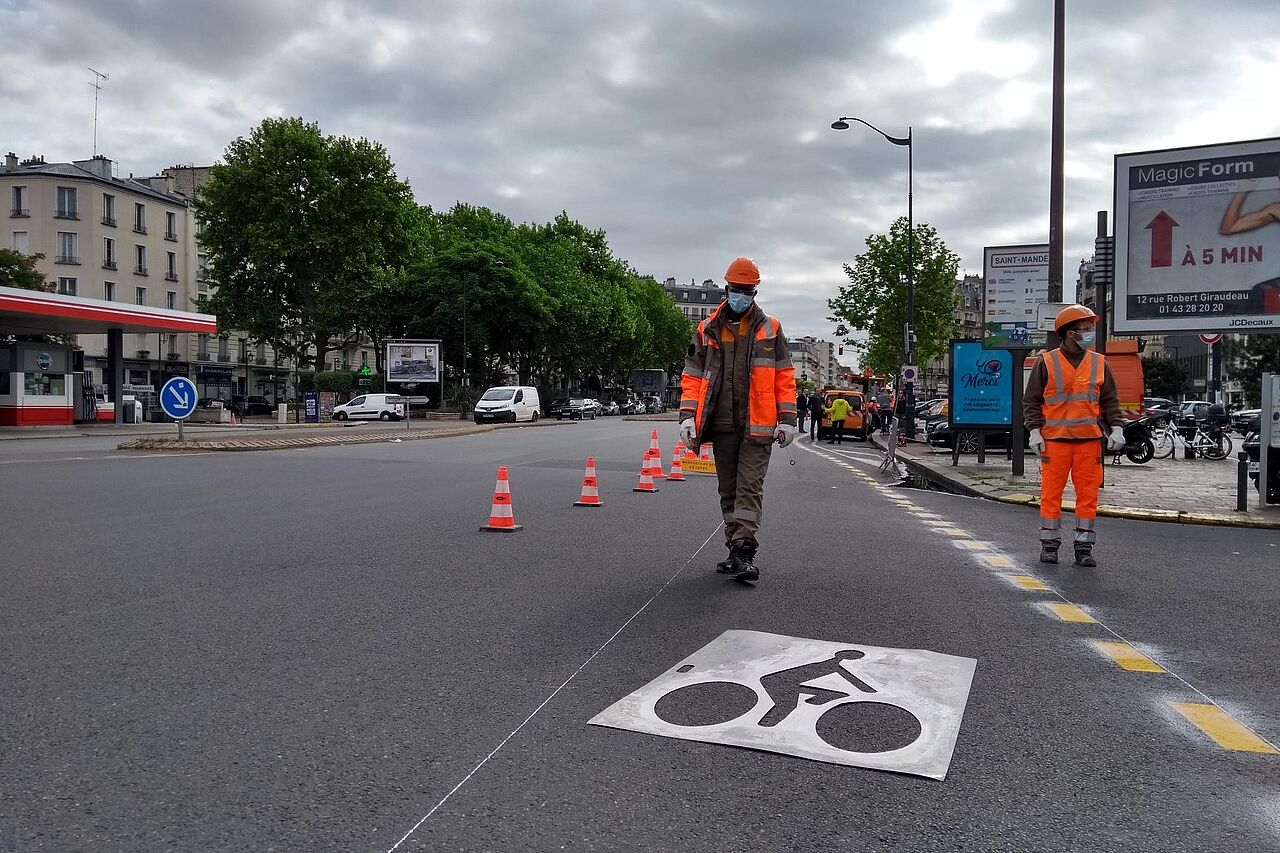 Pop-Up-Bike-Lanes in Paris